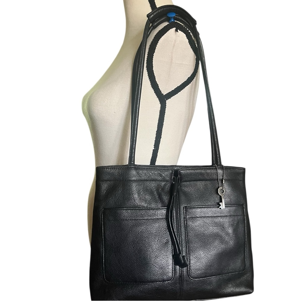 Fossil Black Leather Shoulder Tote